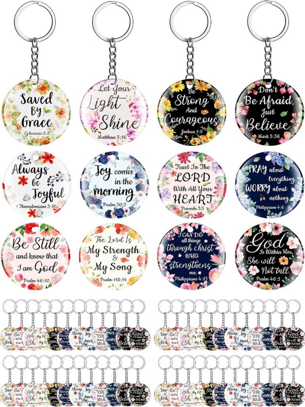 120 Pcs Acrylic Christian Keychain Bulk for Women